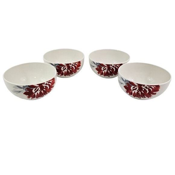 Nanette Lepore Floral Trim Porcelain 5.5" Cereal Soup Salad Bowls – Set of 4 - Picture 7 of 16
